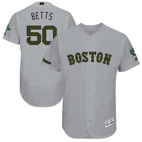 Men's Boston Red Sox #50 Mookie Betts Grey Flexbase Authentic Collection Memorial Day Stitched MLB Jersey